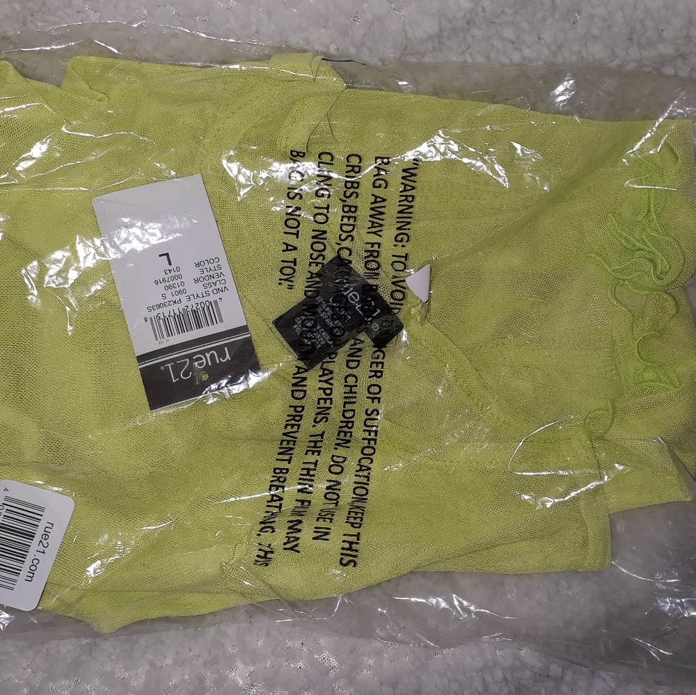 Neon yellow mesh crop top